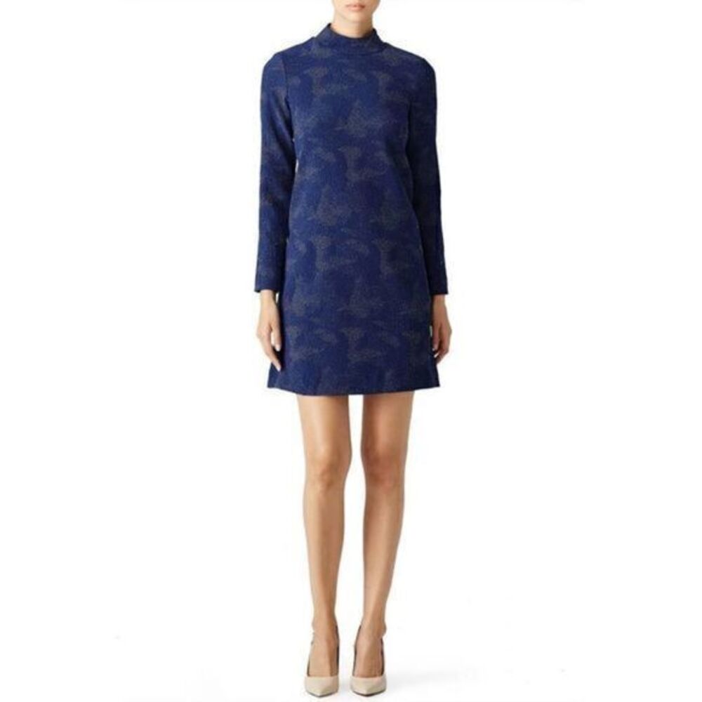 HUNTER BELL Blue Knit High-neck Polly Mini Dress US 8/ SMALL